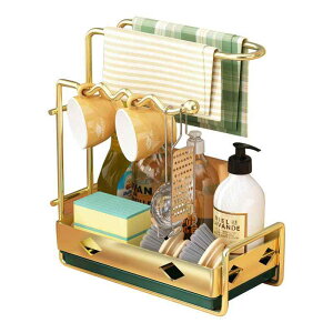 ラック 水切りラック スポンジ置き 雑巾掛け 炭素鋼 キッチン収納 台所収納 ブラック ホワイト ゴールド 波型 3連 2連(x2)