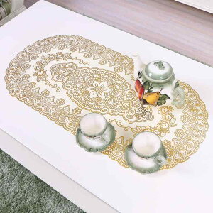 テーブルクロス 撥水 楕円形 PVC製 ゴールド シルバー 花柄 格子柄 40*84cm 防塵 耐熱 キズ防止 デコレーション(x2)