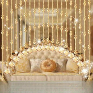珠暖簾 レディース 水晶 ヒョウタン型 間仕切り シャンパンカラー カーテン ドア リビング 玄関 通路 吊り下げ 飾り おしゃれ アジアン エスニック