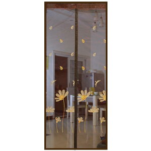 カーテン レディース 蚊帳 マグネット式 柔らかい 紗 ドア 刺繍 面ファスナー 春夏 蚊 虫 対策 暗号化 メッシュ 磁気 吸着 ドアカーテン 防虫 網戸 カフェ カーキ ベージュ 花柄