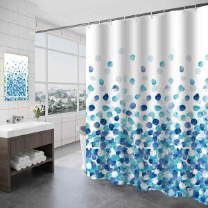 カーテン 厚手 防水 ポリエステル製 バスカーテン 浴室用品 ホテル 旅館 宿泊施設 撥水加工 間仕切り ブルー 花柄