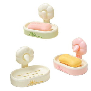 石鹸ケース 壁掛け式 穴あけ不要 ソープディッシュ 水切り 浴室 洗面所 収納 置き型 桜色 ピンク系 クリーム色 オフホワイト 緑 グリーン