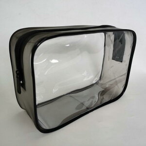 洗漱ポーチ レディース 旅行用 防水 大容量 透明 PVC 化粧ポーチ 浴室用具 収納ポーチ ブラック(x5)