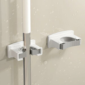 収納用品 壁掛け式 モップホルダー 強力 粘着 ほうき モップ クリップ 雑巾 フック 浴室 トイレ キッチン 整理 ラック ABS