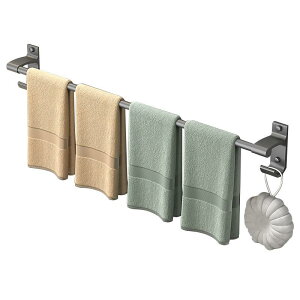 タオル掛け 浴室 壁掛け棚 タオルバー 洗面所 収納ラック 穴あけ不要 ブラック 幅42cm 52cm 62cm 72cm 82cm 92cm 102cm 112cm 122cm(x2)