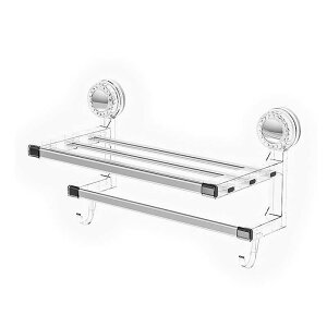 タオルラック バスルーム収納棚 壁掛け式タオル掛け 吸盤式 穴あけ不要 グレー 透明 グリーン アイボリー ステンレス製 プラスチック製 浴室 トイレ 収納