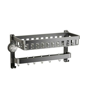 タオル掛け 浴室 洗面所 壁掛け 吸盤式 タオルバー バスタオル掛け 収納棚 整理棚 プラスチック クリーム色 55cm(x37)