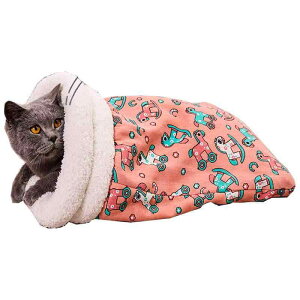 猫用ベッド 猫用寝袋 秋冬用 あったか ハウス ドーム型 ペット用品 小型犬 猫用マット クッション トンネル 印花木? 印花小? 厚手ストライプ フリース グレー 厚手ストライプ フリース カー