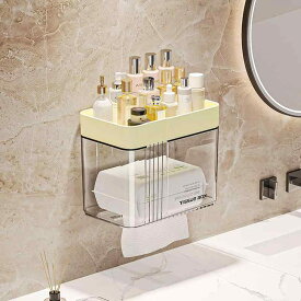 トイレットペーパーホルダー 防水 壁掛け 穴あけ不要 浴室 収納 ロールペーパー ボックス ティッシュケース 多用途 衛生