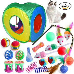 猫 おもちゃ セット 22点 猫じゃらし ボール トンネル ネズミ ポリエステル(x2)