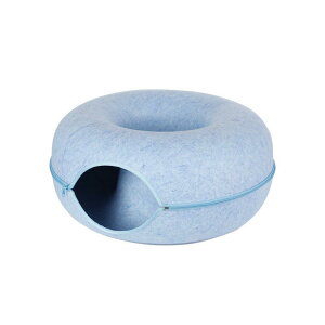 猫 ベッド 秋冬用 保温 猫ハウス ペットベッド ドーナツ型 猫トンネル 丸型 厚手 暖かい ブルー ピンク グレー 小型犬(x5)