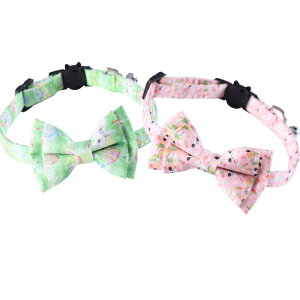首輪 ペット用 XS イースター バニー ウサギ 犬 猫 牽引ロープ リード 蝶ネクタイ ピンク 緑 幅10cm オールシーズン(x3)
