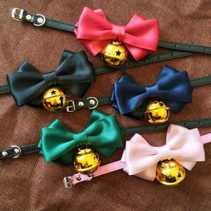 首輪 猫 犬 小型犬 中型犬 色 蝶ネクタイ 鈴付き ブラック ワインレッド ネイビー ピンク系 グリーン