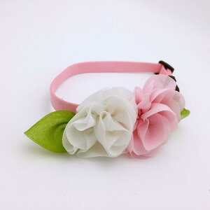 首輪 ペット用 猫 犬 うさぎ 小型犬 中型犬 花柄 蝶ネクタイ 鈴付き 白花 ピンク系 白花 ブルー系 白花 ローズレッド XS S M