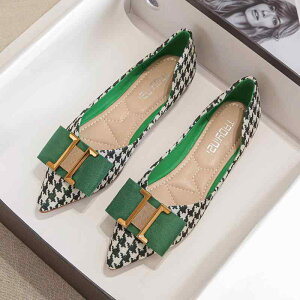 フラットシューズ レディース ぺたんこ靴 歩きやすい 痛くなりにくい ポインテッドトゥ ローヒール モカシン 大きいサイズ 春夏 秋冬 黒 ブラック 緑 グリーン