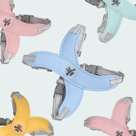 犬用ハーネス 犬用リード ベスト型 調節可能 胴輪 柴犬 コーギー フレンチブルドッグ 中型犬 丈夫 散歩用 牽引ロープ パステルカラー