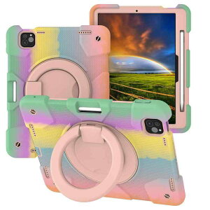 iPad 11�C���` �N���f�� �ی�P�[�X �J�o�[ �X�^���h �V�����_�[�X�g���b�v�t�� �V���R�� 360�x��] �n���h�z���_�[�t�� �����h�~ �Ռ��z�� ���ɐF ��