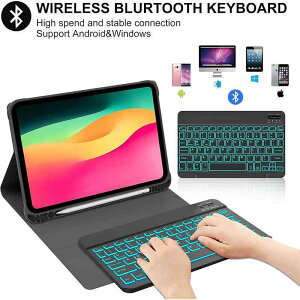 iPad 10 11���� �P�[�X ���E�� ���F �o�b�N���C�g Bluetooth �L�[�{�[�h �y���z���_�[�t�� ���U�[