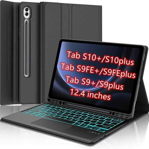 �^�u���b�g�P�[�X Samsung Galaxy Tab S10+ S9 FE+ S9+ S8+ S7 FE S7+ 124�C���` �L�[�{�[�h�t�� �J�o�[ �X�^���h�@�\ �ϏՌ� �����h�~ �t�F�C�N���U�[ �u���b�N �s���N�n �O���[�� �p�[�v�� �u���[