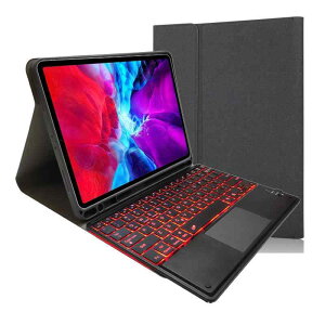 iPad 102�C���` 109�C���` 11�C���` 129�C���` iPadAir iPadPro �L�[�{�[�h�t���P�[�X �o�b�N���C�g Bluetooth �^�b�`�p�b�h �y�����[ TPU �V���v�� �u���b�N �u���[ �s���N ���b�h