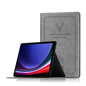 �^�u���b�g�P�[�X Galaxy Tab S9 FE 145�C���` 3666cm �ی�J�o�[ �X�^���h�@�\�t�� PU���U�[ �ϏՌ� �S�ʕی� �����h�~ �O���[ �X�J�C�u���[
