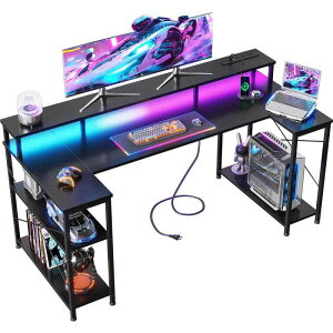 AODK �Q�[�~���O�f�X�N �Q�[���f�X�N �p�\�R���f�X�N U���^ ��120/140cm �������b�N�R���Z���g�t�� �� pc�f�X�N gaming desk �Q�[�~���O�e�[�u�� LED���j�^�[��t�� ���E����ւ��Ή� ������