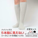 【送料無料】2足セット 靴下 オーガニックコットン レディース ハイソックス 5本指 五本指 5本指ソックス シークレット5本指ソックス 日本製 ソックス 5本指靴下 五本指ソックス 五本指靴下 綿 蒸れない おしゃれ 暖かい 無地 水虫予防 冷え性 冷え症 丈夫 厚手 国産