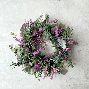 リース ラベンダー ローズマリー アーティフィシャル フラワー グリーン 造花 お洒落 壁掛け 装飾 丸型 インテリア ナチュラル ボリューム 飾り カフェ 店舗 装飾 ディスプレイ エレガント