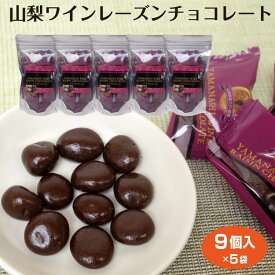 山梨 お土産 山梨ワインレーズンチョコレート9個入×5袋 菓子 洋菓子 チョコレート レーズンチョコ ワイン おつまみ ブランデー ワイン ウィスキー ワイエムカンパニー 干しぶどう ぶどう チョコレート菓子 チョコ