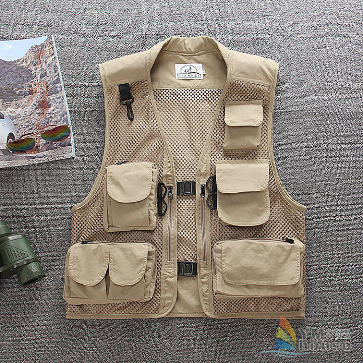 楽天市場 メンズベスト メッシュベスト メンズ アウトドアウェア フィッシングベスト お釣りベスト 登山服 カメラマン メンズトップス 春夏秋 おしゃれ 父の日 ワイエムハウス