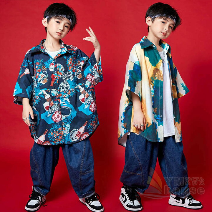キッズ ダンス 原宿ファッション ヒップホップ ｔシャツ デニムパンツ セットアップ 衣装 子供服