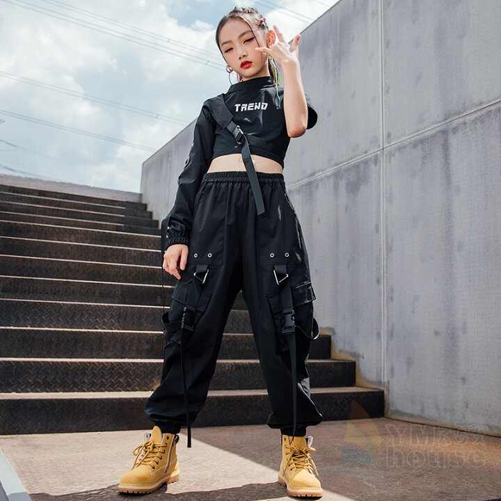楽天市場 ヒップホップ キッズ ダンス衣装 ダンストップス ダンスパンツ 演出服 K Pop 片腕 タンクトップ ダンスウェア 練習着 Hiphop 韓国 ファション ブラック 黒 カッコイイ ワイエムハウス