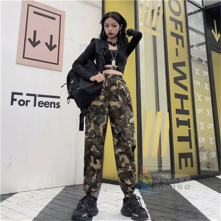楽天市場 ミリタリー パンツ 迷彩柄 レディースカーゴパンツ ユニセックスメンズ パンツ 軍パン ヒップホップダンス 衣装 ゆったり 個性的 服 原宿系ヒップホップ 大人 ワイエムハウス