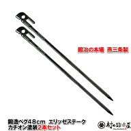 【頑張って送料無料！】鍛造ペグ エリッゼステーク 48cm／2本セット◆カチオン電着塗装＜MK-480K×2＞タ…