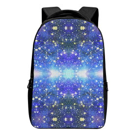 ホシフルヨルニ(バックパック) バックパック ユニセックス バッグ アート ブルー 青 水色 光 夜空 カラフル 黒 綺麗 星 お洒落 幻想的 空色 大人可愛い スター 想い 輝き ミマキボクカ _ID018