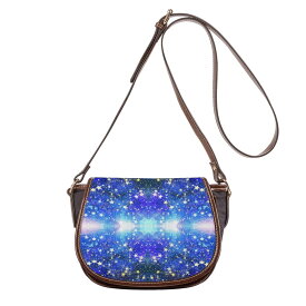 ホシフルヨルニ(サドルバッグ) サドルバッグ レディース バッグ アート ブルー 青 水色 光 夜空 カラフル 黒 綺麗 星 お洒落 幻想的 空色 大人可愛い スター 想い 輝き ミマキボクカ _ID018