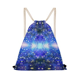 ホシフルヨルニ(ナップサック) ナップサック ユニセックス バッグ アート ブルー 青 水色 光 夜空 カラフル 黒 綺麗 星 お洒落 幻想的 空色 大人可愛い スター 想い 輝き ミマキボクカ _ID018
