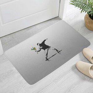 Banksy �o���N�V�[ flower thrower(�ӂ���h�A�}�b�g) �ӂ���h�A�}�b�g ���j�Z�b�N�X �z�[���f�R���[�V���� �S�� public design _ID018