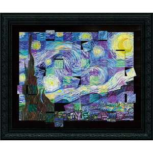 ユーパワー 名画モザイクアート Gel加工 アートフレーム Lサイズ ゴッホ「星月夜」_ID014