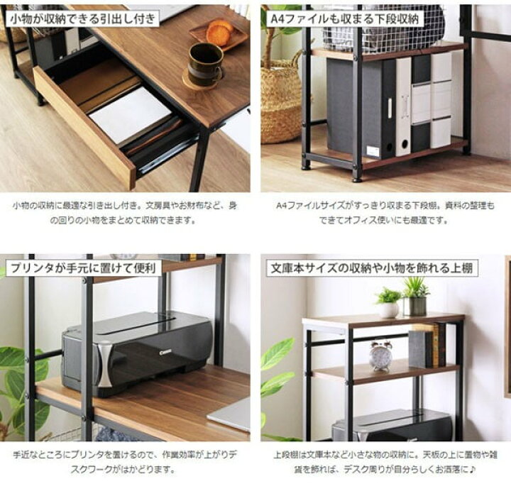 楽天市場】デスク おしゃれ 単品 幅120cm パソコンデスク 棚 引き出し  