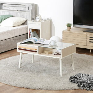 センターテーブル ローテーブル 幅80cm ガラステーブル 棚 引き出し 収納付き テーブル おしゃれ 1人 2人 コンパクト 強化ガラス 一人暮らし ID015