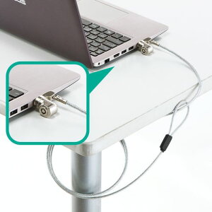 L字型シリンダ eセキュリティ 狭い場所でも脱着が簡単なL字型シリンダの一体型セキュリティワイヤー SLE-20S サンワサプライ 送料無料 新品