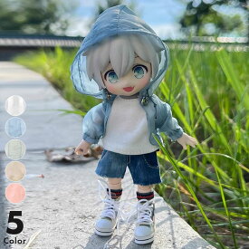 オビツ11 ドール服 パーカー 透け感フード付きアウター 軽量 春夏 涼感素材 ドールパーカー 長袖 ジャケット 羽織り 12分ドール ねんどろいどどーる 人形用 撮影小物 ob11 女の子 男の子兼用 可愛い 着回ししやすい スタイリング自在 ぬい撮り 衣装 コスチューム