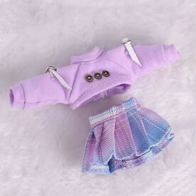 オビツ11 ドール服 ob11 撮影小物 ぬい撮り 人形用 12分ドール 12分の1 ねんどろいどどーる 男の子 女の子兼用 長袖トップス チェックスカート セットアップ かわいい 秋冬 おしゃれ 個性派2点セット ショートスカート 可愛い お洒落 萌え