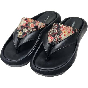 和柄 トングサンダル メンズ 厚底 ふわふわインソール 柔らかクッション 伝統柄 履きやすい 軽量 日本風デザイン ブラック/レッド/ブルー S/M/L/LL ROI25106