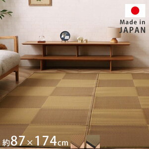 日本製 洗える カーペット 87×174cm ござ ラグ 江戸間 1畳 長方形 オールシーズン 拭ける 防ダニ ごろ寝 国産 マット 畳マット 格子柄 市松柄 じゅうたん 昼寝マット アウトドア レジャー レジ