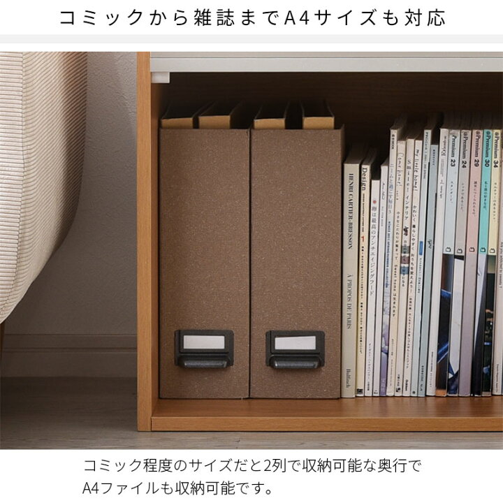 楽天市場】本棚 フラップ ロータイプ 扉付き ラック棚 2段 省スペース 