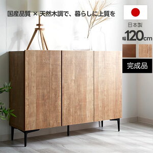 ★LINE追加で300円クーポン★日本製 キャビネット 幅120cm 120幅 北欧 木製 おしゃれ 完成品 スリム 脚付き サイドボード 収納棚 本棚 食器棚 国産 組立不要 シンプル 扉付き ルーター収納 薄型