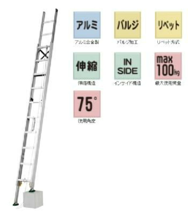 楽天市場】伸縮脚付2連はしご[MDE-77D] : 防災用品専門店ヤマックス