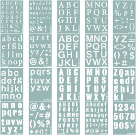 ステンシルシート アルファベット 大 小文字 数字 均等 テンプレート ステンシルプレート 型 メッセージ ジャーナルカード グリーティング 26cm×18cm 20枚 YNAK